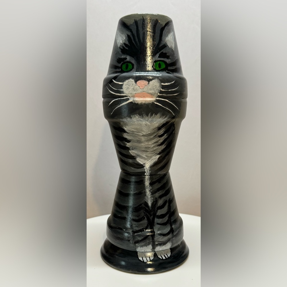 Handcrafted and Hand painted Black & Gray Terra Cotta Cat Statue